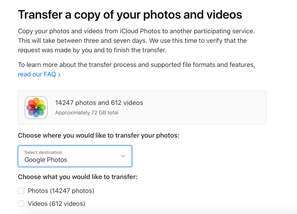 Transfer Apple Photos to Google