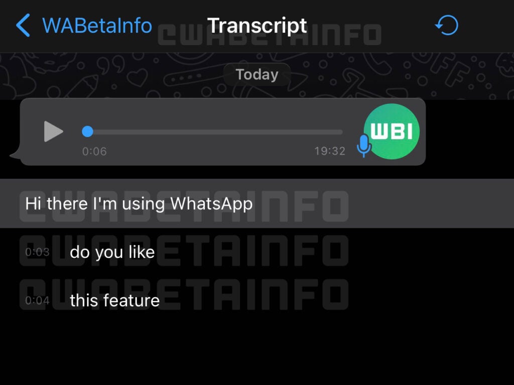 WhatsApp voice transcription iOS