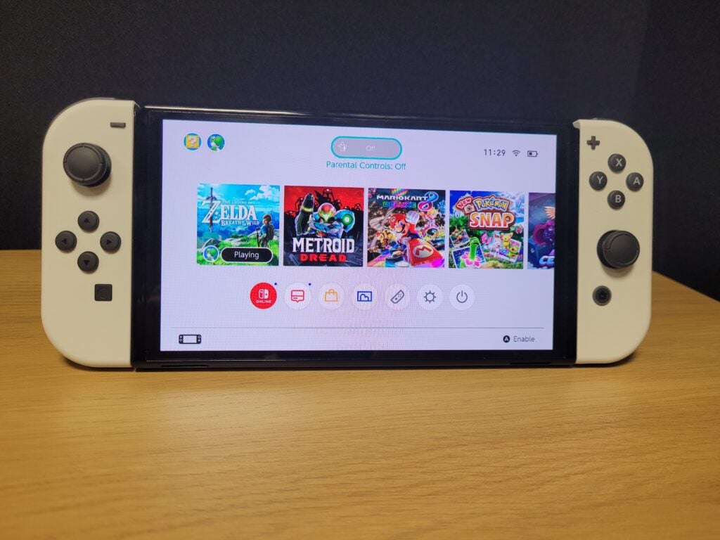 Nintendo Switch OLED's home page