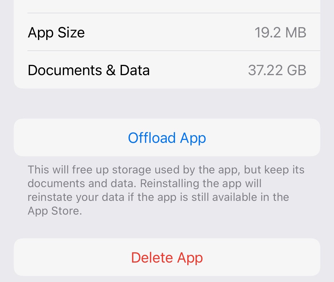 iPhone Storage delete offload apps
