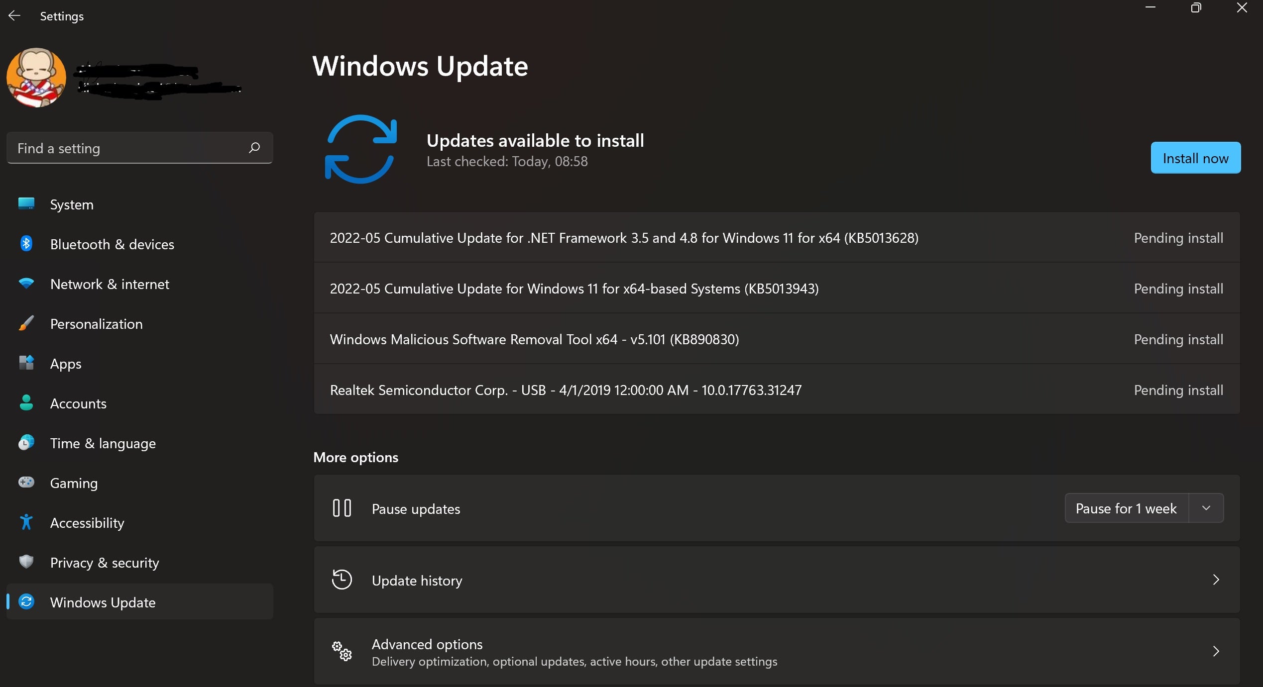 Windows update direct settings view