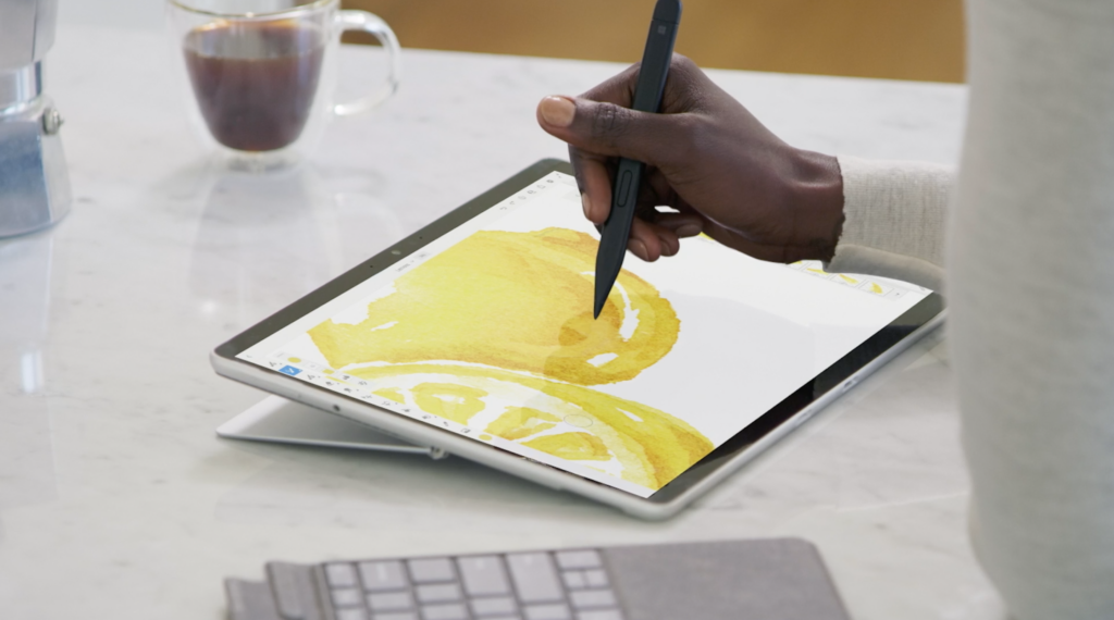The Surface Pro 8 being used with the Slim Pen 2