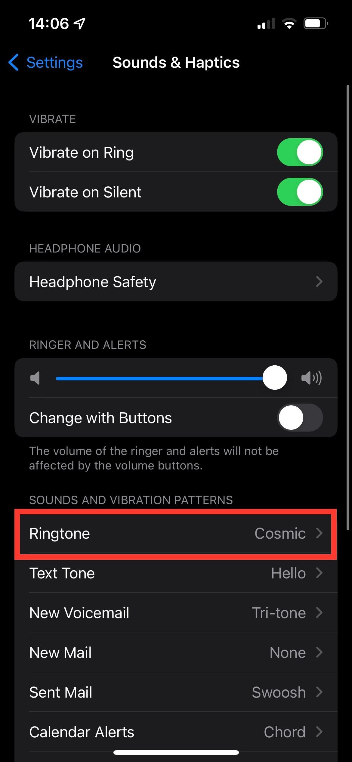 Click on the ringtone button to continue