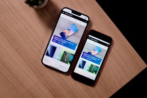 The iPhone 13 Pro Max next to the iPhone SE 2022